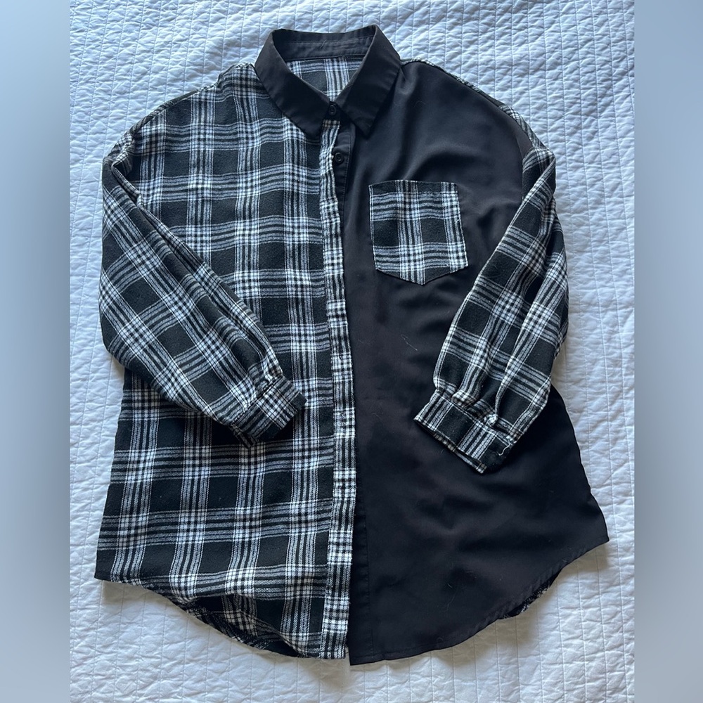black and white womens button down
